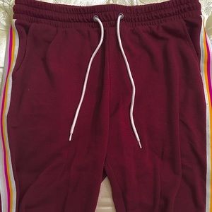 maroon sweatpants